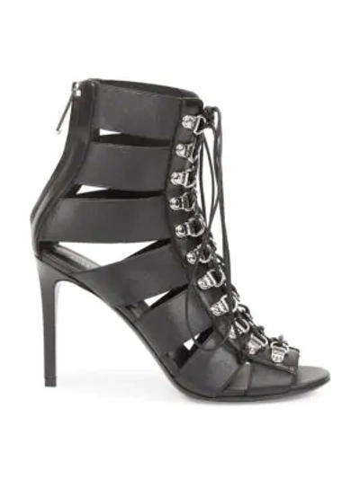 Shop Balmain Lindsay Banded Lace-up Sandals In Black