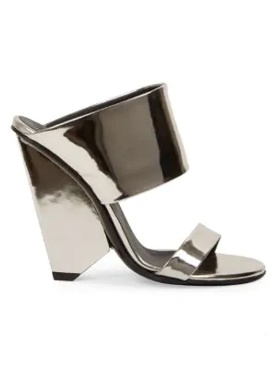 Shop Balmain Lory Metallic Wedge Sandals In Silver