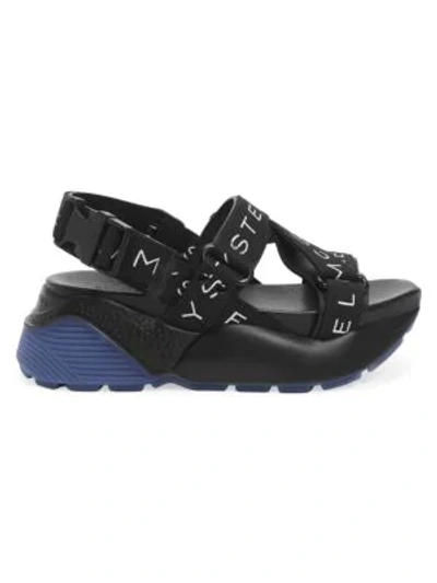 Shop Stella Mccartney Logo Strap Platform Sport Sandals In Black