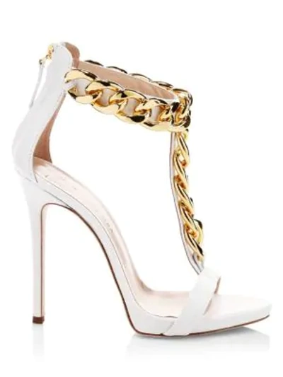 Shop Giuseppe Zanotti Giuseppe For Rita Ora Chain Detail Ankle-strap Sandals In Bianco