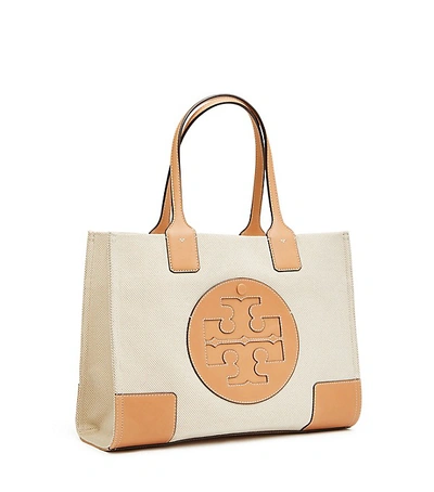 Shop Tory Burch Ella Canvas Mini Tote In Beige