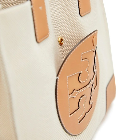 Shop Tory Burch Ella Canvas Mini Tote In Beige