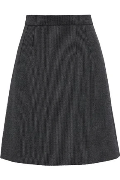 Shop Dolce & Gabbana Woman Pinstriped Wool-blend Mini Skirt Gray