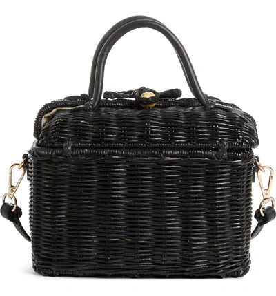 Shop Ulla Johnson Woven Rattan Top Handle Bag - Black In Noir