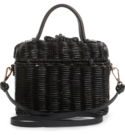 Shop Ulla Johnson Woven Rattan Top Handle Bag - Black In Noir