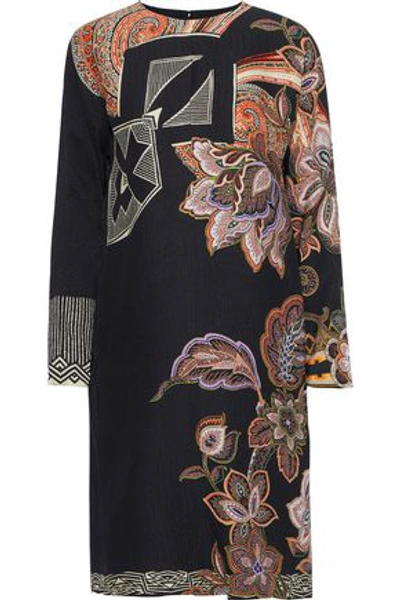 Shop Etro Woman Printed Silk-cloqué Dress Black