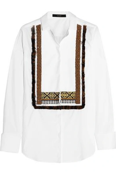Shop Etro Woman Embellished Cotton-poplin Shirt White