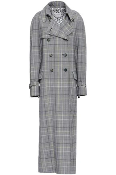 Shop Etro Woman Prince Of Wales Checked Wool And Mohair-blend Trench Coat Gray