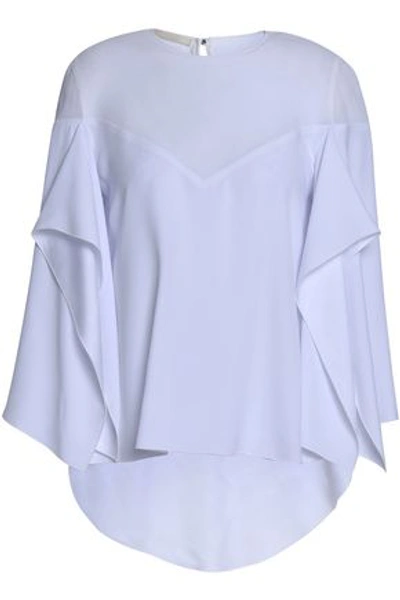 Shop Antonio Berardi Woman Draped Paneled Georgette And Satin-crepe Top White