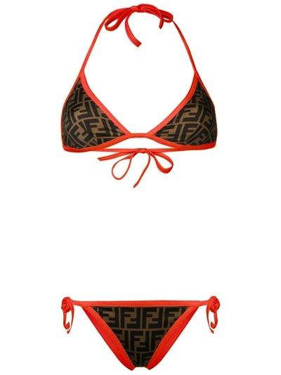 Shop Fendi Monogram Bikini Set - Orange