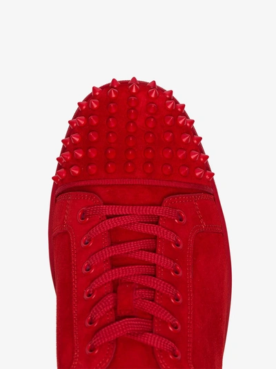 Shop Christian Louboutin Red Louis Junior Leather Sneakers