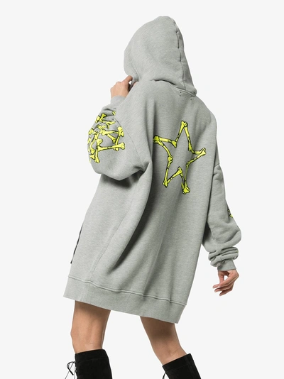 Shop Amiri Bone Detail Sleeve Hoodie In Grey