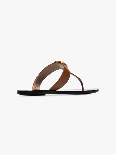 Shop Gucci Brown Gg Leather Sandals
