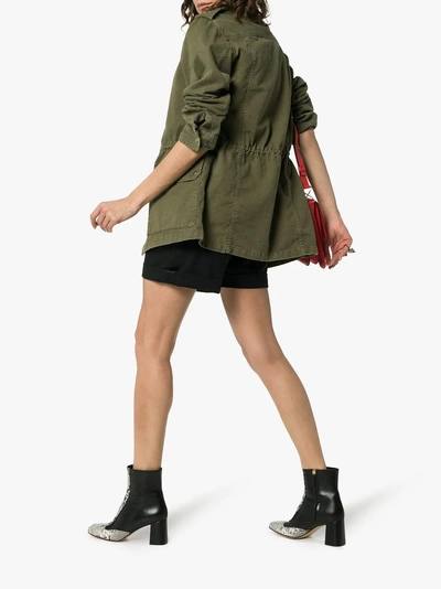 Shop Saint Laurent Embroidered Detail Military Jacket In Green