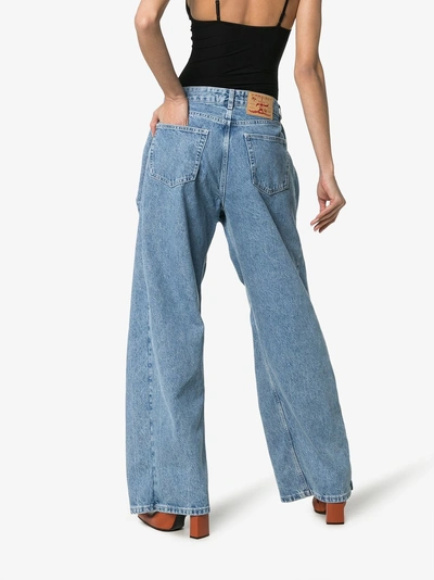 Shop Y/project Y / Project Wide Leg Extended Waistband Jeans In Blue