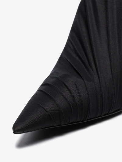 Shop Balenciaga 110 Draped Jersey Pointed Toe Leather Pumps In Black