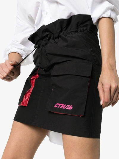 Shop Heron Preston Drawstring Cargo Pocket Skirt In Black