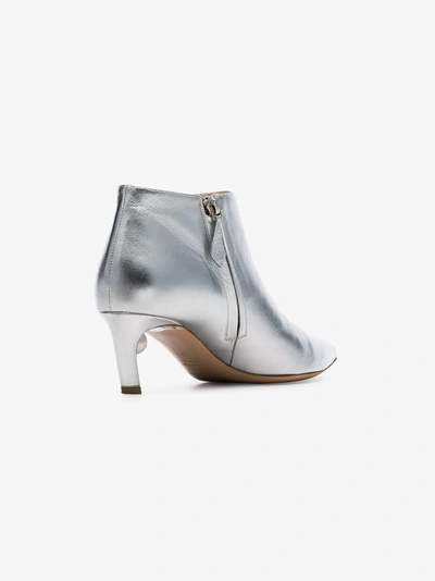 Shop Nicholas Kirkwood Silver Mira 55 Pearl Heel Ankle Boots