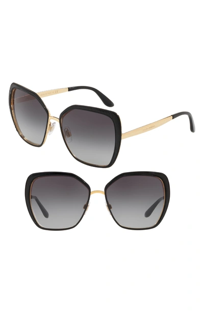 Shop Dolce & Gabbana 56mm Gradient Square Sunglasses In Black/ Gold Gradient