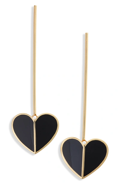 Shop Kate Spade Heritage Spade Heart Linear Earrings In Black