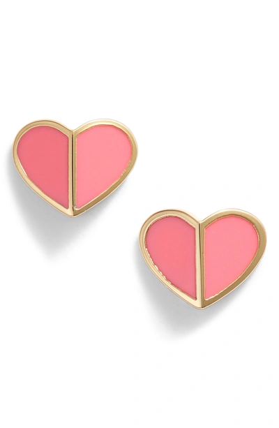 Shop Kate Spade Heart Stud Earrings In Flamingo Pink
