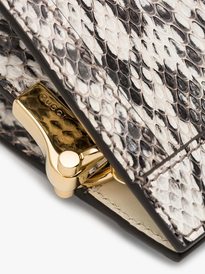 Shop Gucci Cream Ophidia Snake Skin Print Leather Shoulder Bag In Black