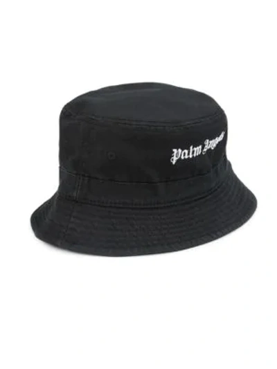 Shop Palm Angels Embroidery Logo Bucket Hat In Black White