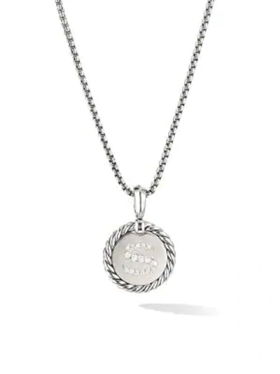 Shop David Yurman Women's Cable Collectibles Sterling Silver & Pavé Diamond Initial Pendant Necklace In Initial S