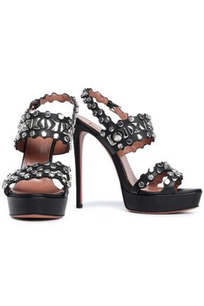 Shop Alaïa Embellished Leather Platform Sandals In Black