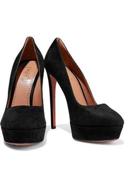 Shop Alaïa Woman Suede Platform Pumps Black