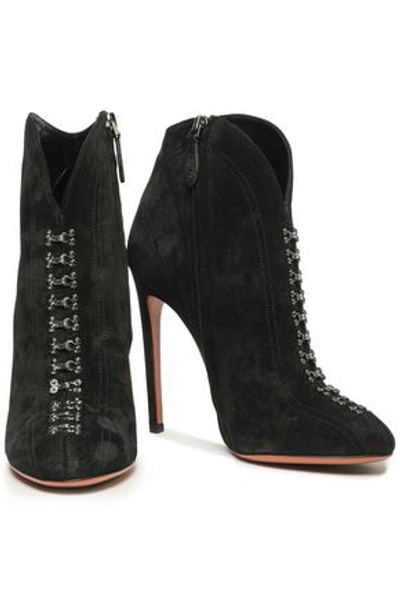 Shop Alaïa Woman Suede Ankle Boots Black