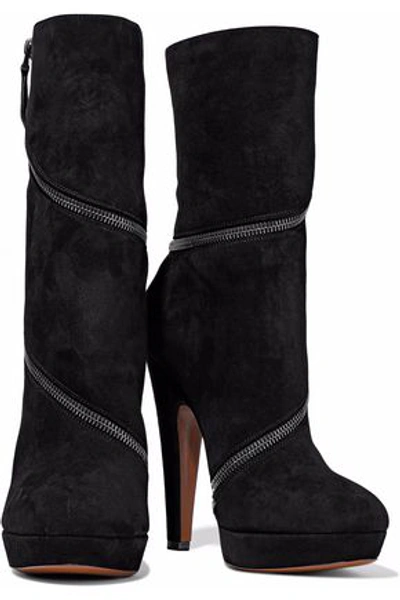 Shop Alaïa Suede Boots In Black