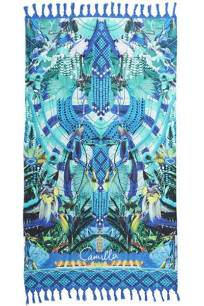 Shop Camilla Woman Printed Cotton-terry Beach Towel Blue