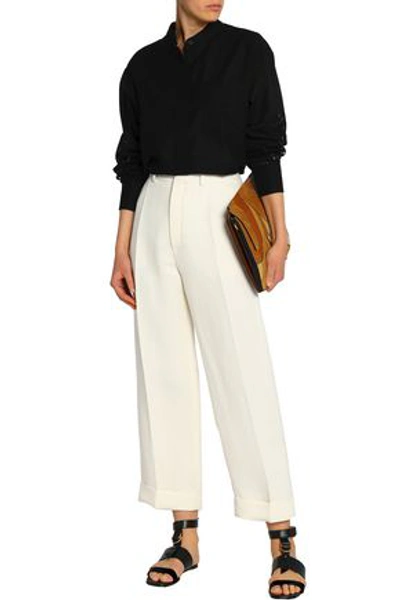 Shop Chloé Woman Linen And Silk-blend Straight-leg Pants Ivory