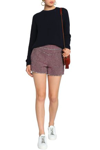 Shop Chloé Wool-blend Tweed Shorts In Magenta