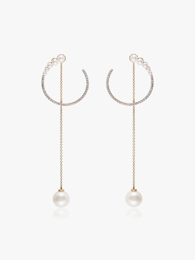 Shop Mateo 14k White Gold Diamond And Pearl Earrings In 107 - Metallic