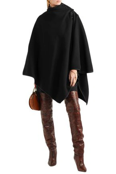 Shop Chloé Woman Wool-blend Felt Cape Black