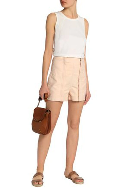 Shop Chloé Woman Cotton-canvas Shorts Pastel Pink