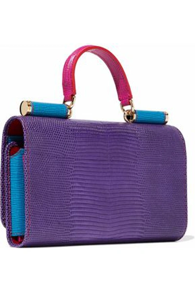 Shop Dolce & Gabbana Woman Color-block Textured-leather Phone Case Purple