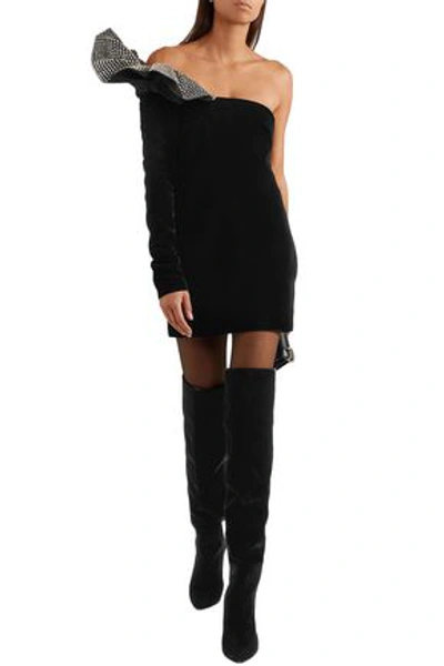 Shop Saint Laurent Woman Niki Velvet Over-the-knee Boots Black