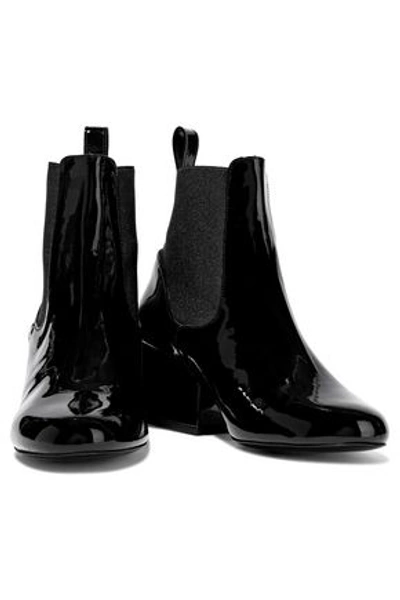 Shop Robert Clergerie Woman Moon Patent-leather Ankle Boots Black