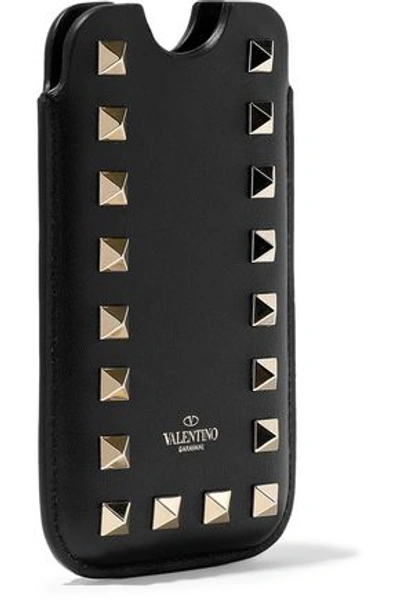 Shop Valentino Garavani Woman Rockstud Leather Iphone 5/5s/se Case Black