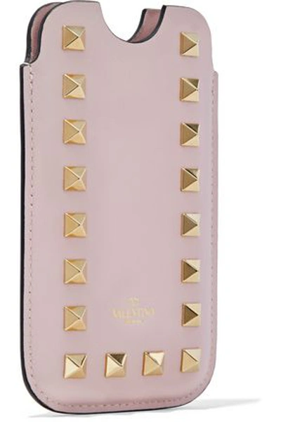 Shop Valentino Garavani Woman Rockstud Leather Iphone 5/5s/se Case Pastel Pink