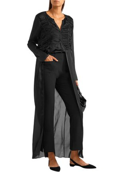Shop The Row Woman Sabrina Ruched Silk-chiffon Maxi Dress Black