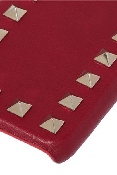 Shop Valentino Garavani Woman Studded Textured-leather Iphone Case Red