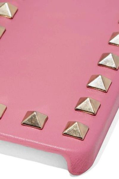 Shop Valentino Garavani Woman Rockstud Textured-leather Iphone 5 Case Pink