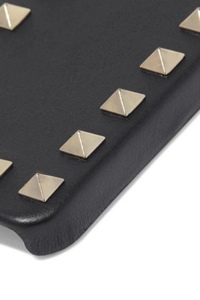 Shop Valentino Garavani Woman Studded Textured-leather Iphone 5 Case Black