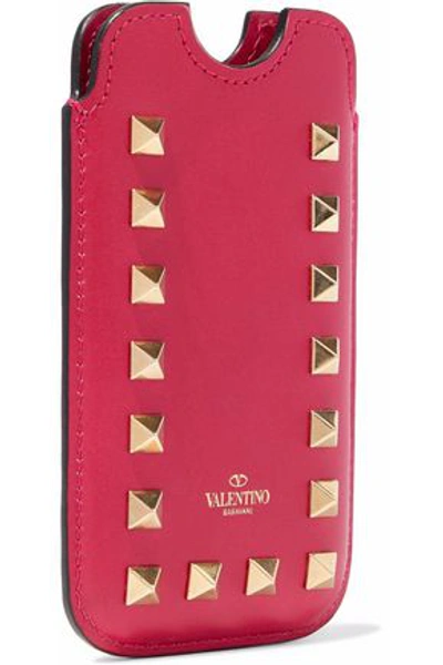 Shop Valentino Garavani Woman Rockstud Leather Iphone 5 Case Fuchsia