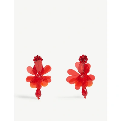 Shop Simone Rocha Flower Drop Earrings In Red