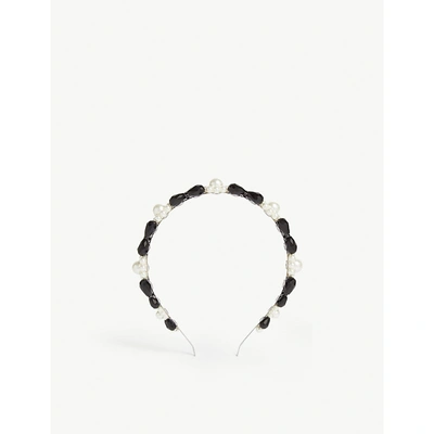 Shop Simone Rocha Daisy Headband In Black/pearl